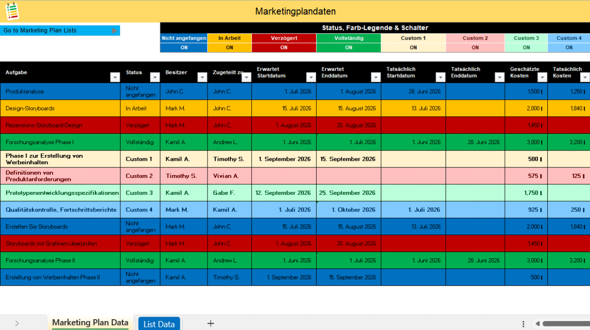 Marketing-Projektplaner